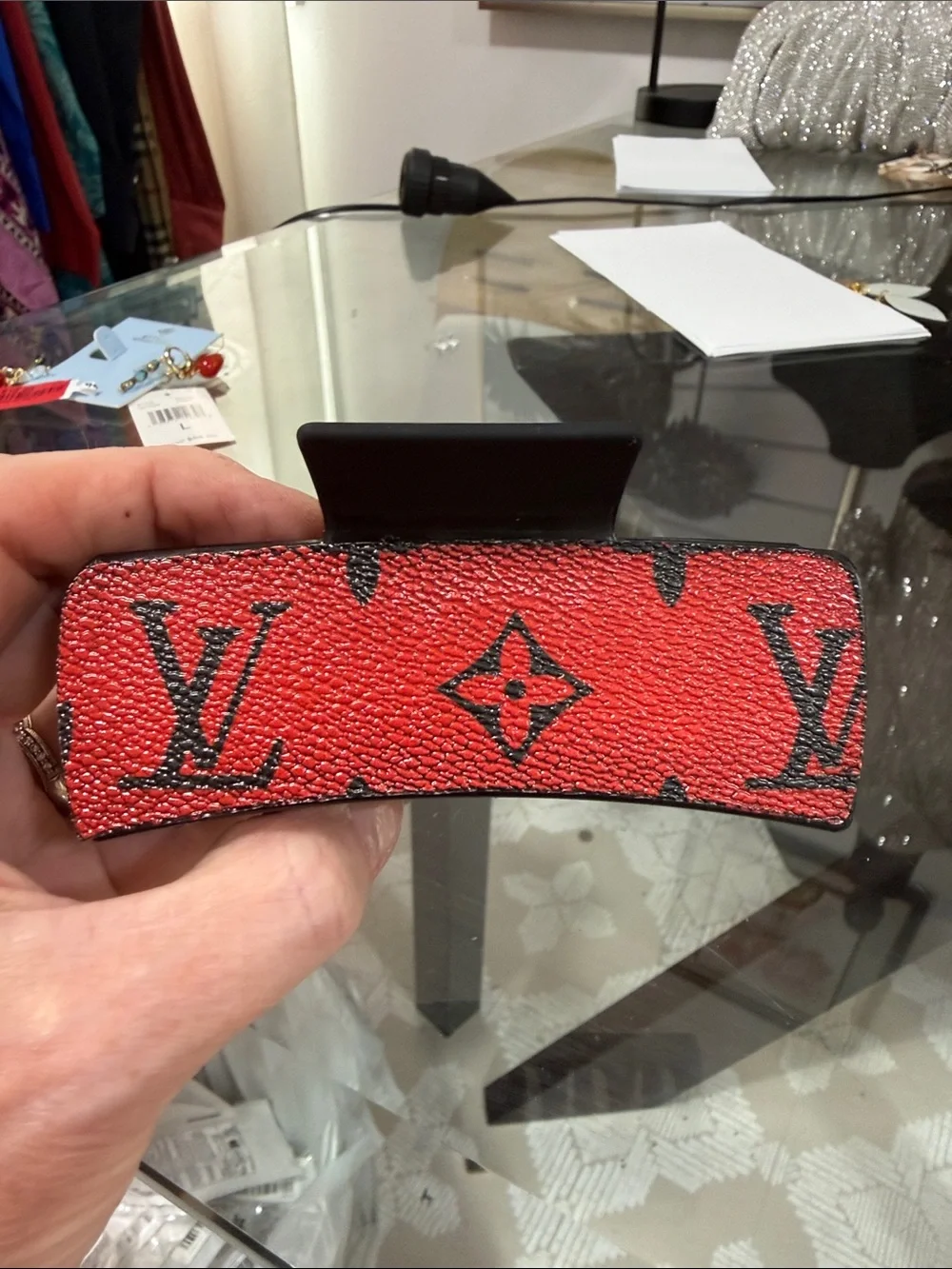 Louis Vuitton Supreme material upcycled large hair clip claw new*SALE*